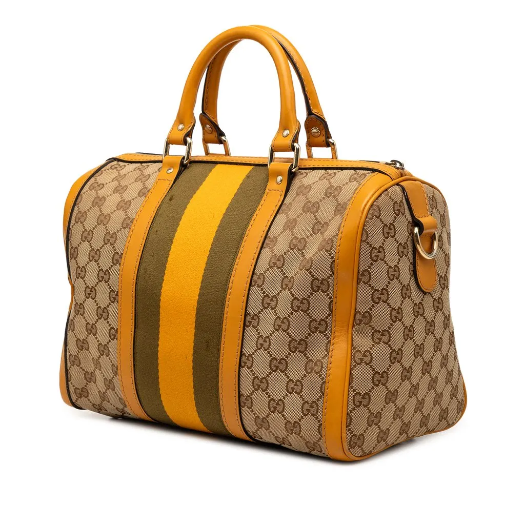 Gucci Medium GG Canvas Web Joy Boston Bag Beige Very good - Back View