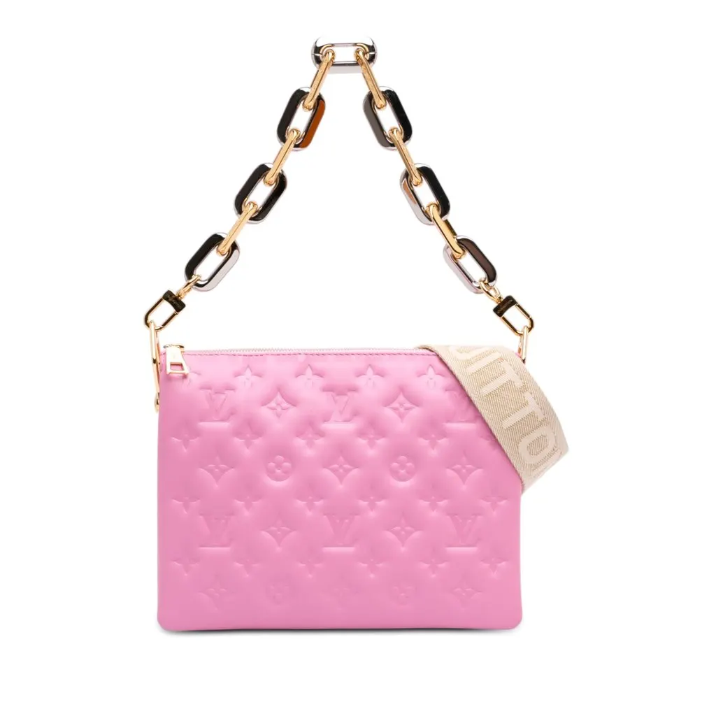 Louis Vuitton Monogram Embossed Puffy Lambskin Coussin PM Pink Leather Very good - Front View