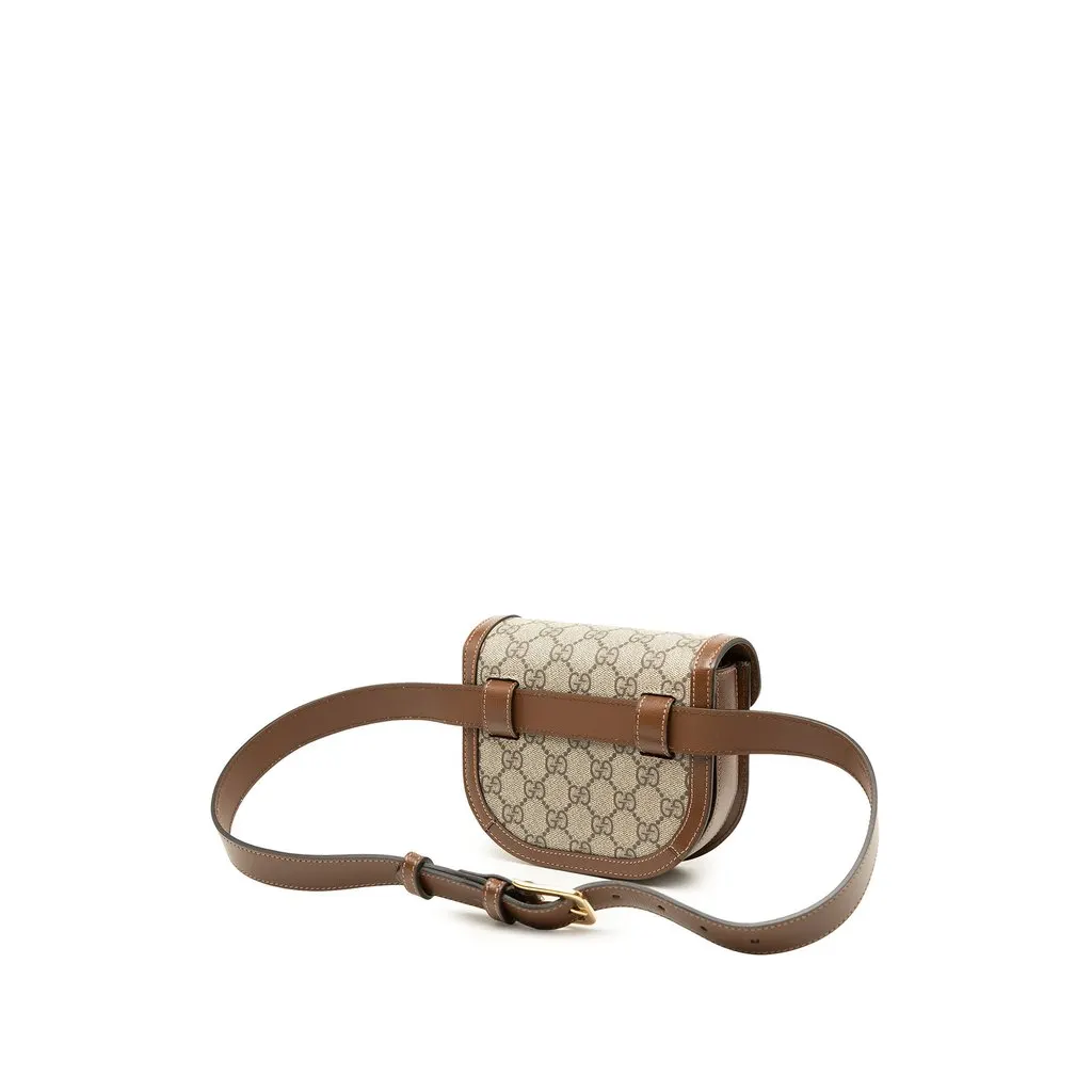 Gucci GG Supreme Horsebit 1955 Rounded Belt Bag Beige Very good - Back View