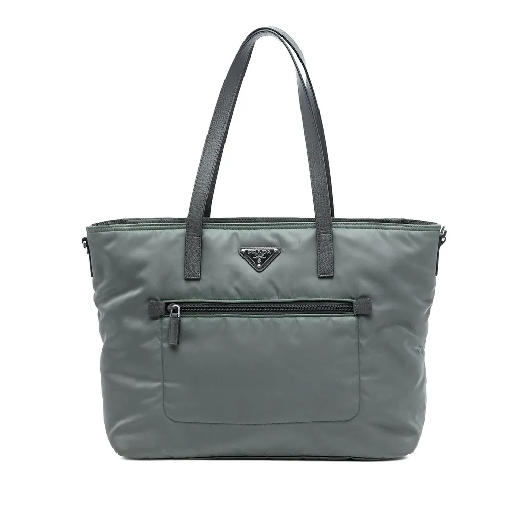 Prada Tessuto Zip Top Convertible Tote Grey Very good - Front View