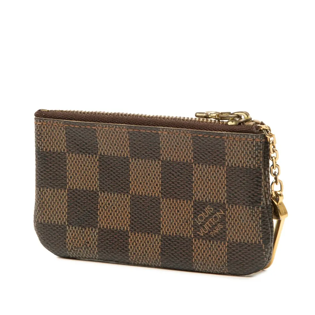 Louis Vuitton Damier Ebene Key Pouch Brown Canvas Good - Back View
