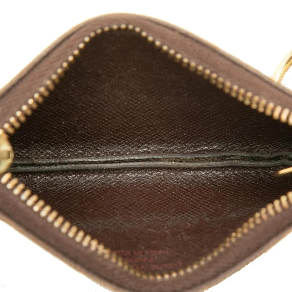Louis Vuitton Damier Ebene Key Pouch Brown Canvas Good - Model View