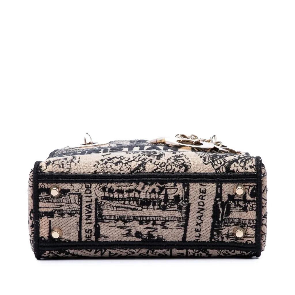 Dior Mini Embroidered Canvas Plan de Paris Lady D Lite Beige Very good - Inside View