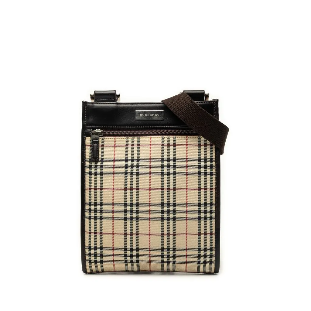Burberry House Check Canvas Crossbody Beige Very good - Front View