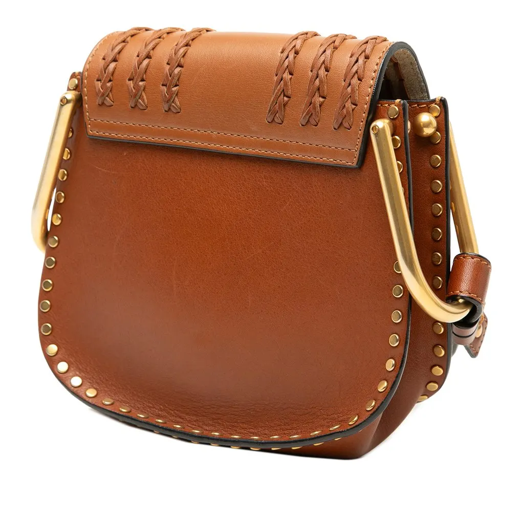 Chloé Small Leather Braided Hudson Crossbody Brown Leather Very good - Back View