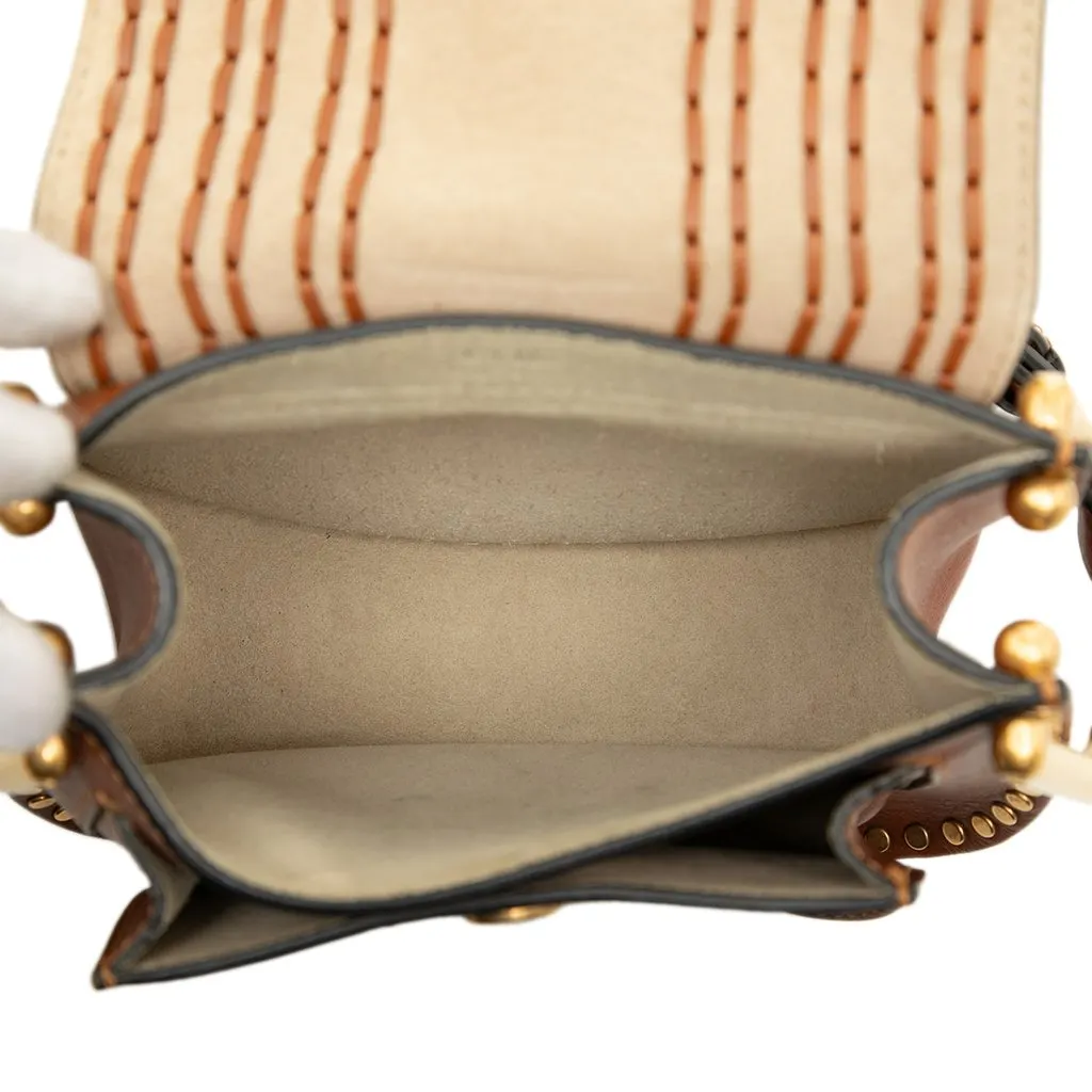 Chloé Small Leather Braided Hudson Crossbody Brown Leather Very good - Model View