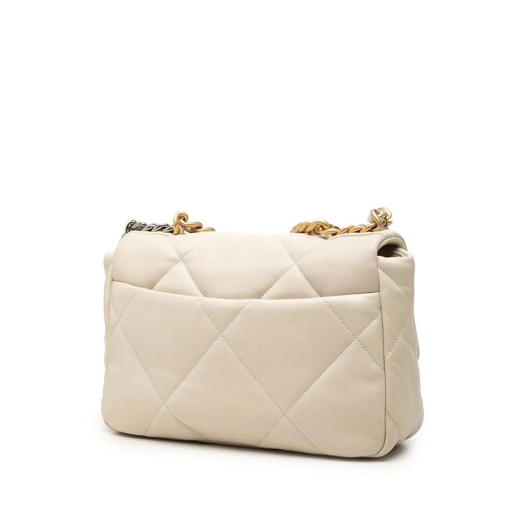 Chanel Medium Lambskin 19 Flap Brown Leather Very good - Back View