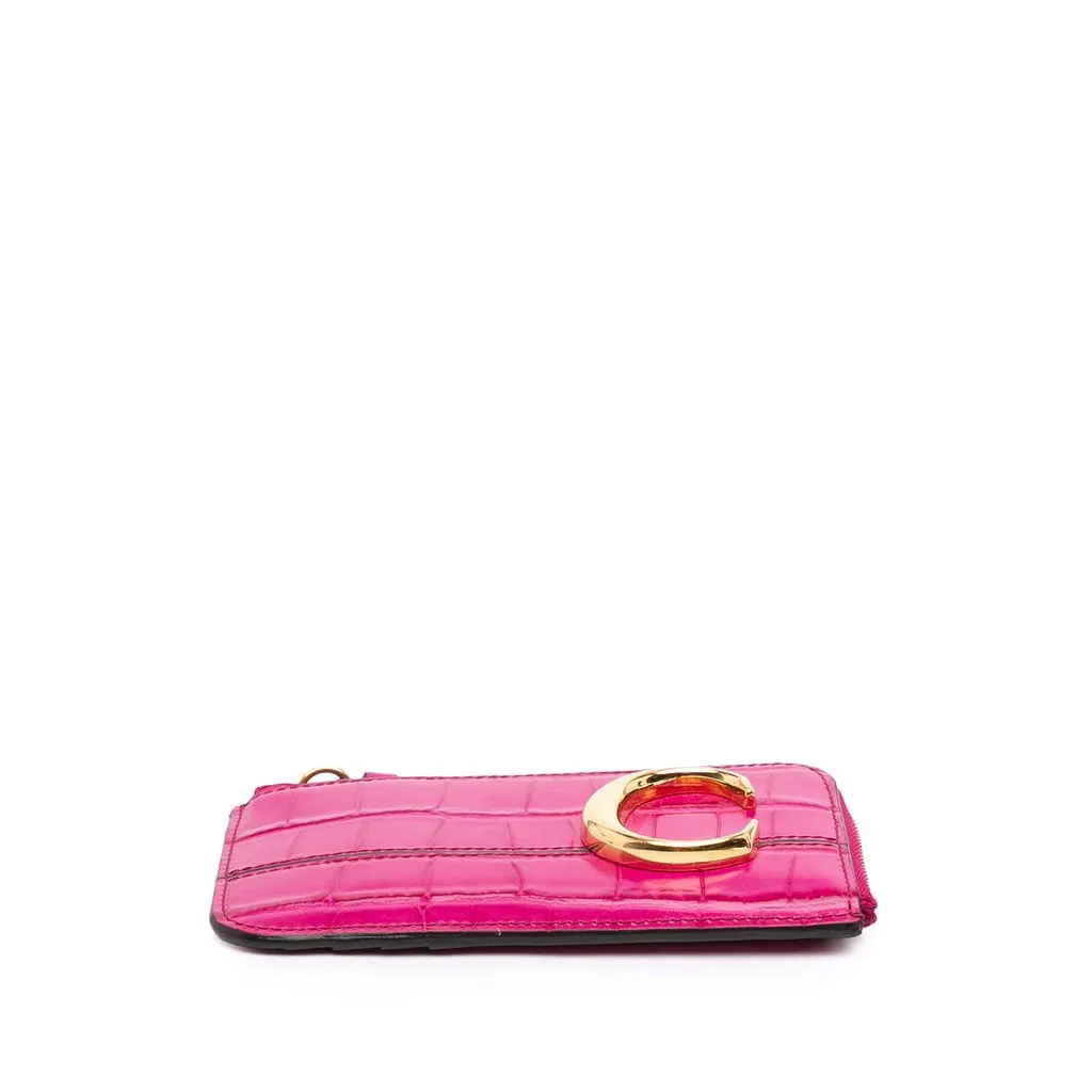 Chloé Croc Embossed Leather C Coin Card Holder Pink Leather Very good - Inside View