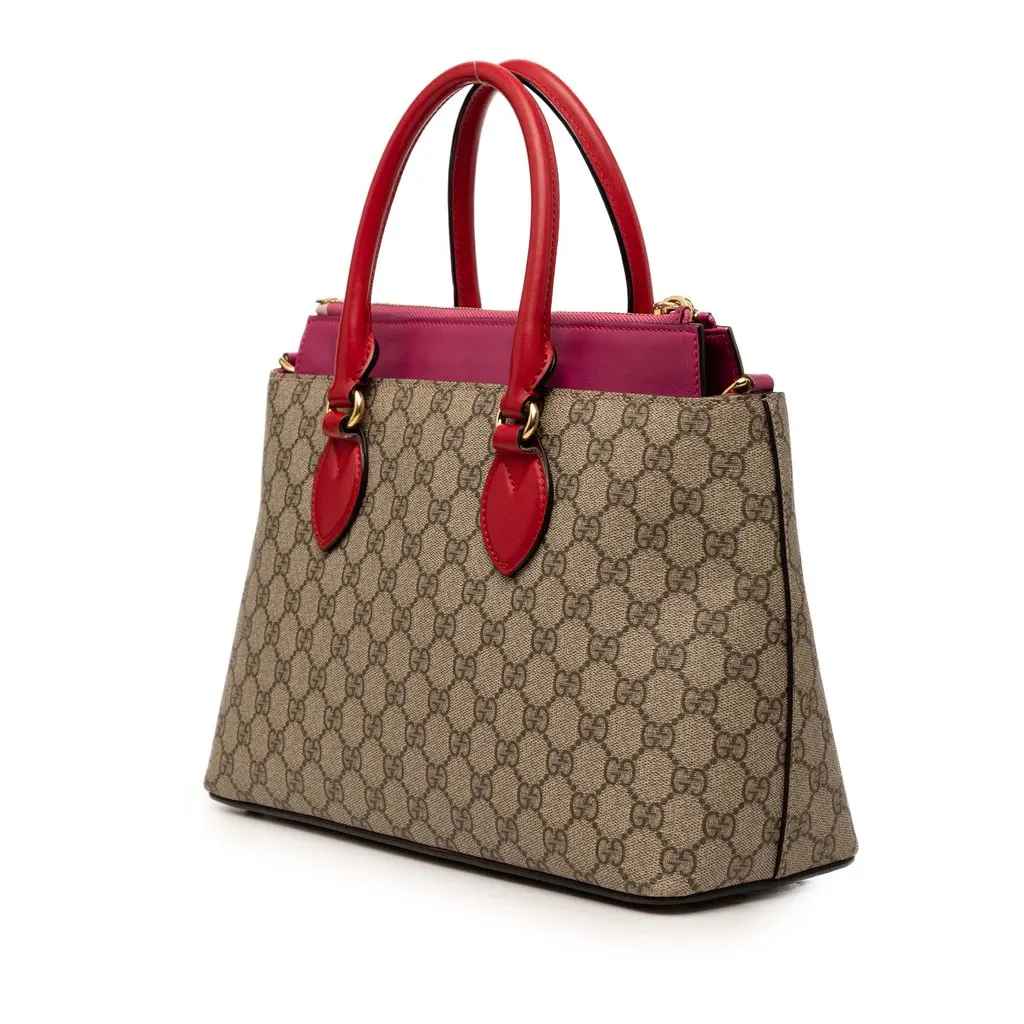 Gucci GG Supreme Linea A Satchel Beige Very good - Back View