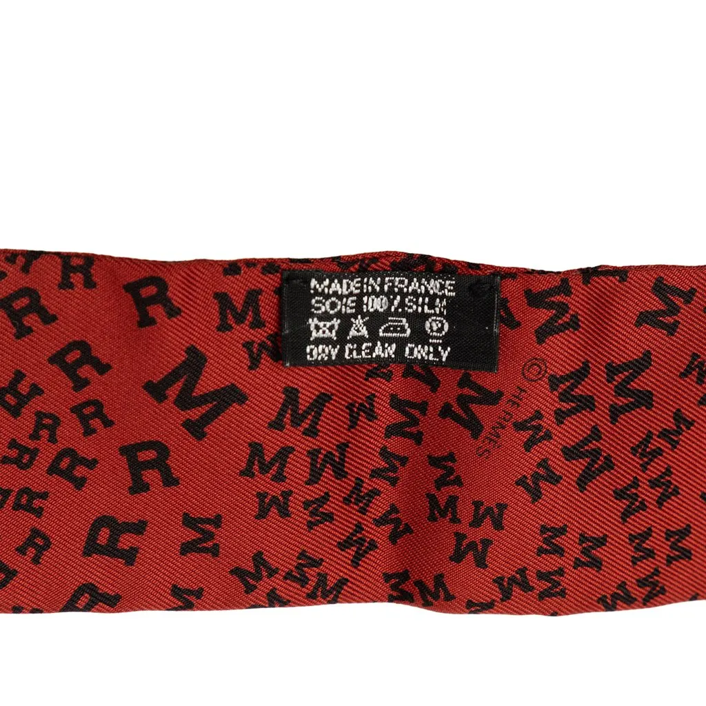 Hermès Scattered Letters Twilly Silk Scarf Red Never worn - Inside View