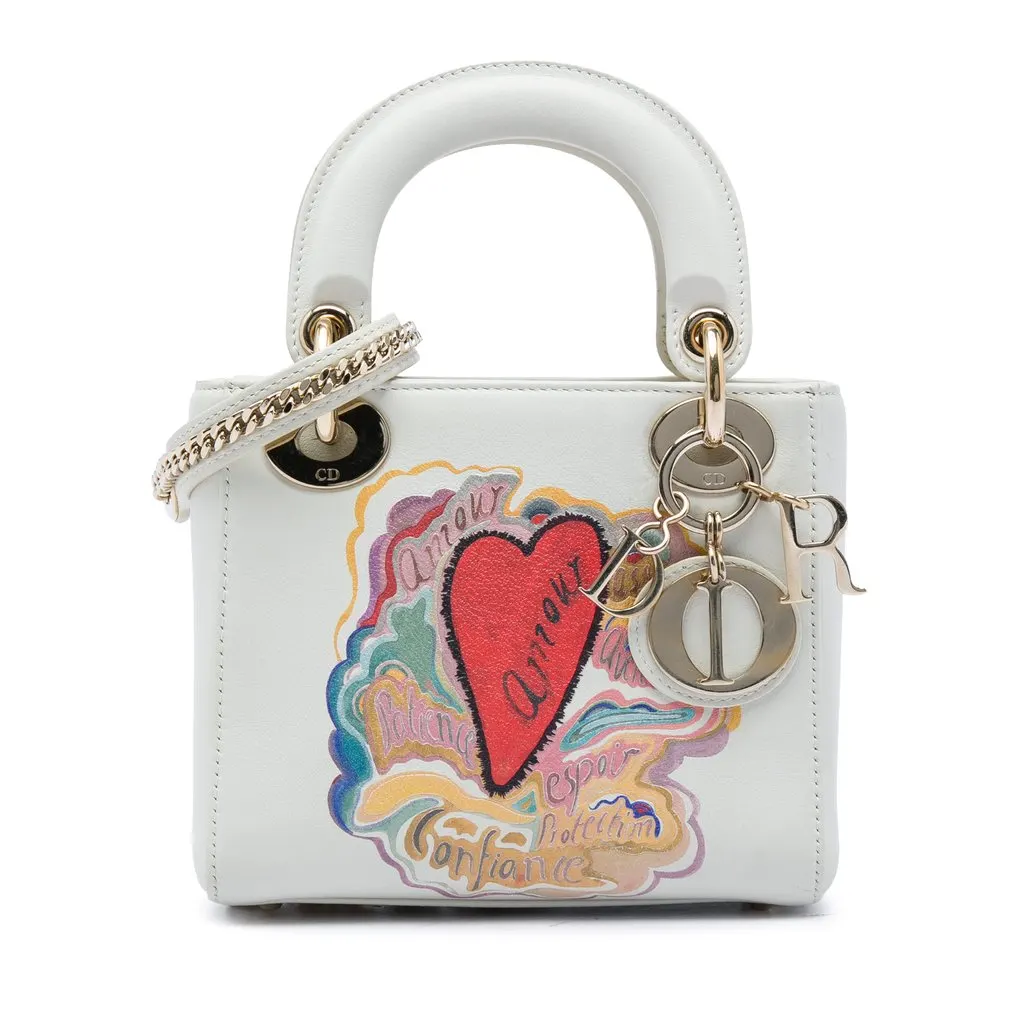 Dior DiorAmour Niki De Saint Phalle Mini Calfskin Lady Dior White Leather Very good - Front View