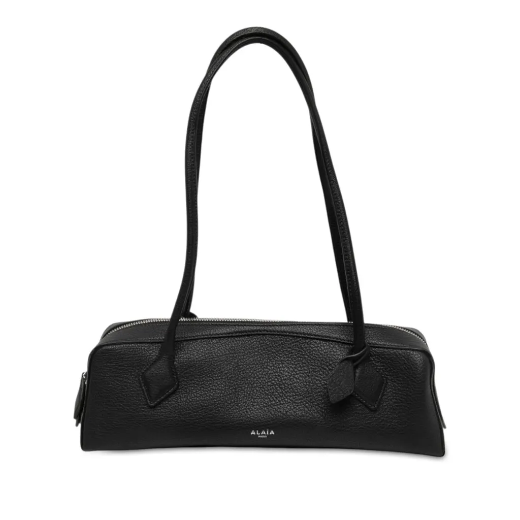 Alaïa Medium Goatskin Le Teckel Shoulder Bag Black Leather Never worn - Front View