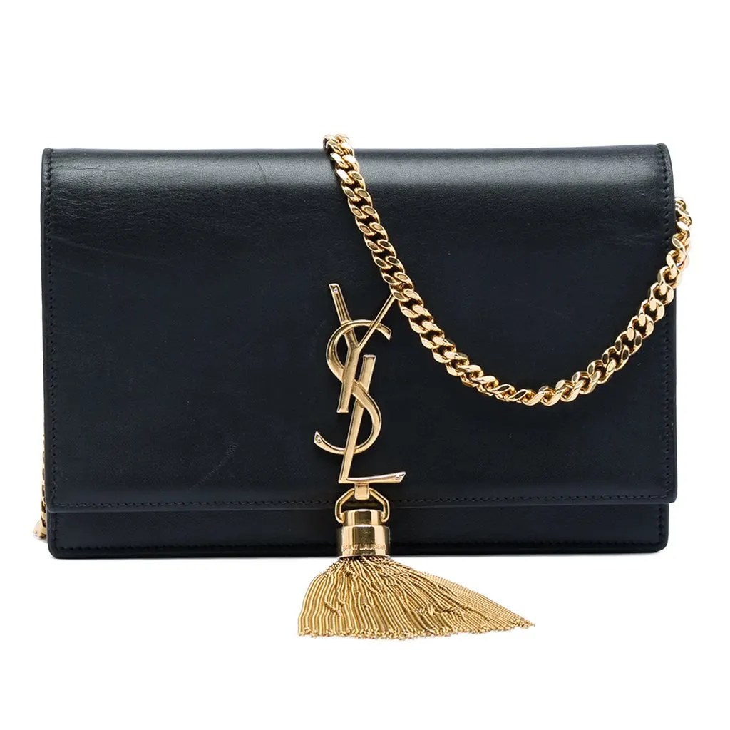Saint Laurent Small Smooth Calfskin Monogram Kate Tassel Crossbody Black Leather Very good - Front View