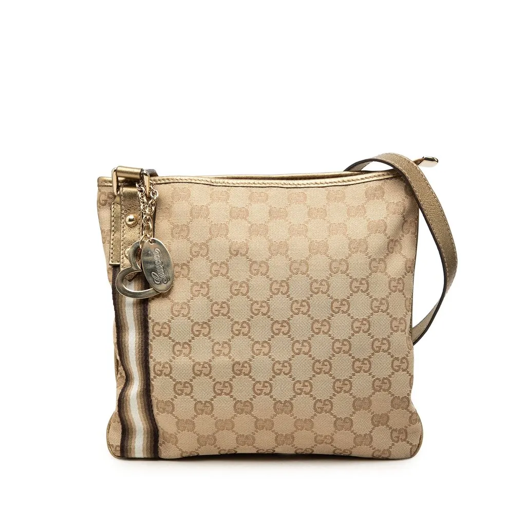 Gucci GG Canvas Jolicoeur Crossbody Beige Canvas Very good - Front View