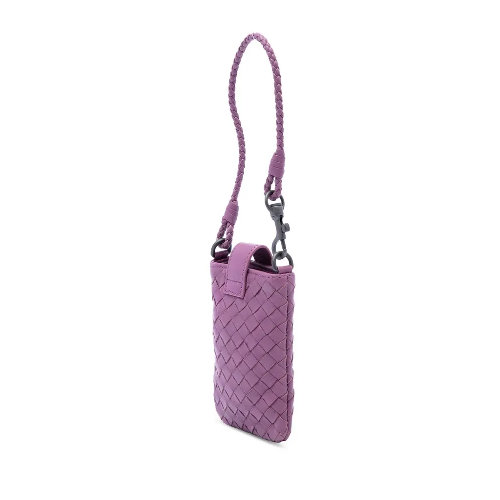 Bottega Veneta Nappa Intrecciato Phone Holder Purple Leather Good - Back View