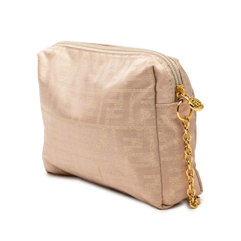 Fendi Zucca Canvas Chain Shoulder Bag Beige Very good - Back View