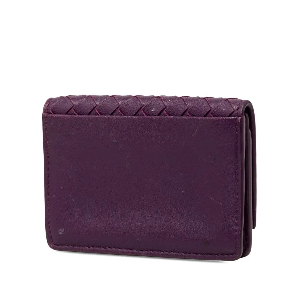 Bottega Veneta Nappa Intrecciato Card Case Purple Leather Very good - Back View