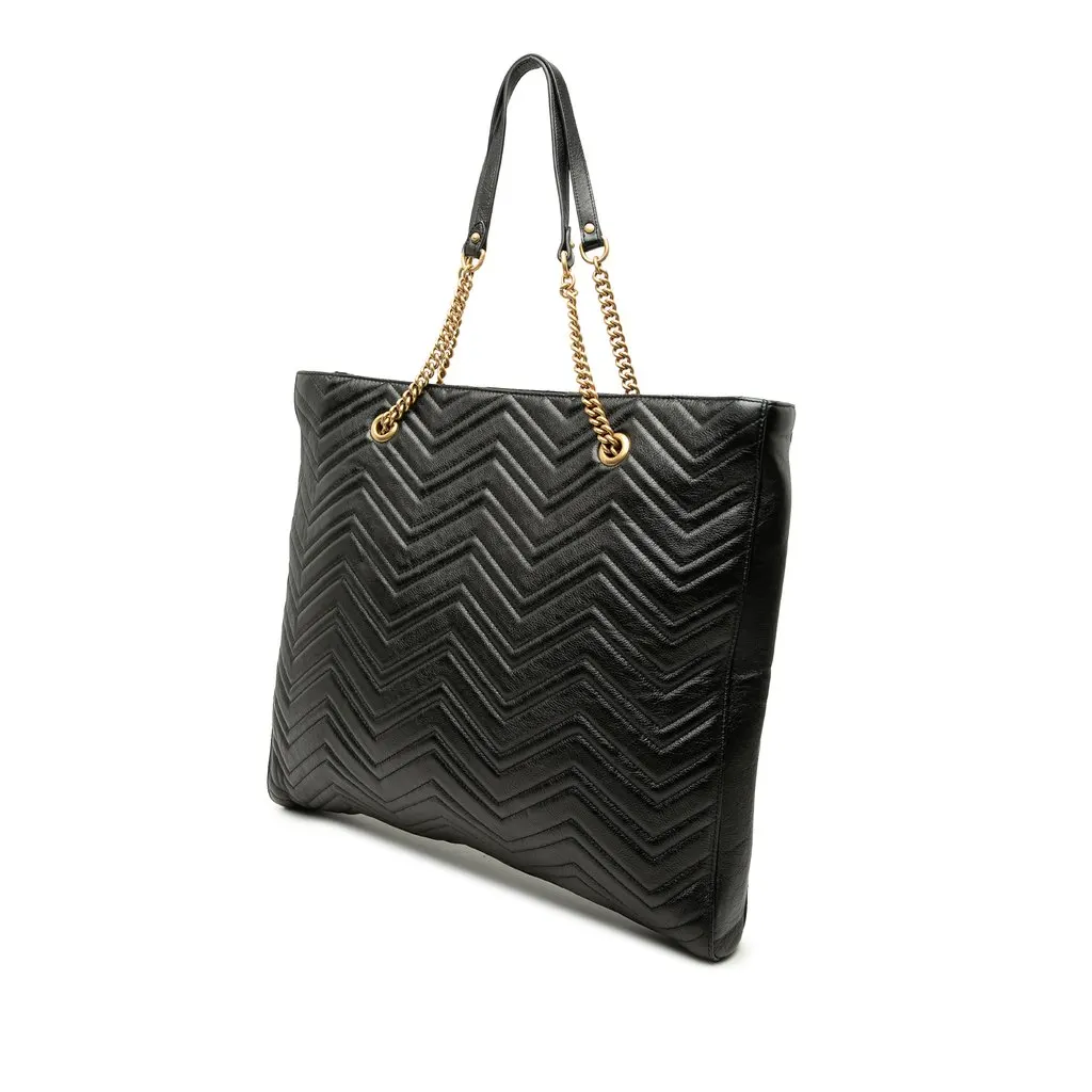 Gucci Large GG Marmont Matelasse Calfskin Slim Tote Black Leather Very good - Back View