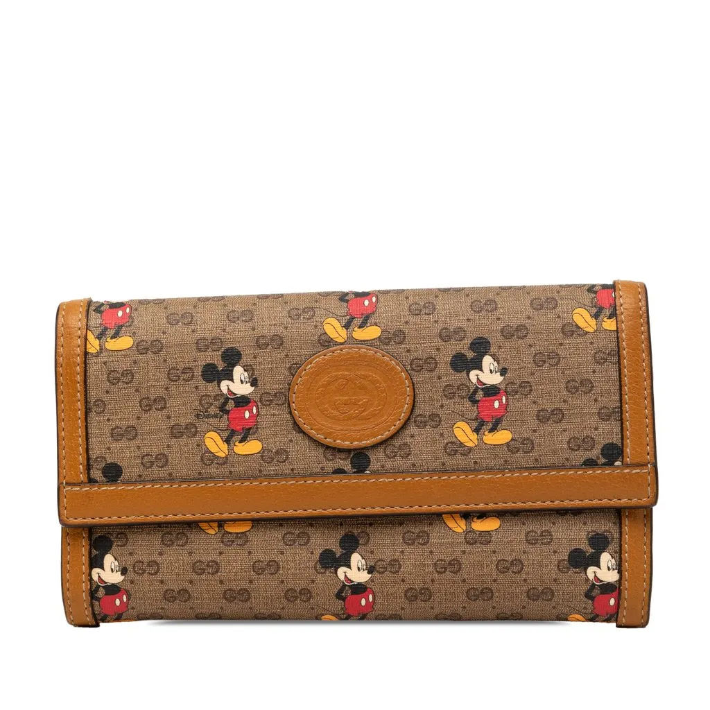 Gucci Disney Micro GG Supreme Mickey Mouse Continental Wallet Brown Very good - Front View