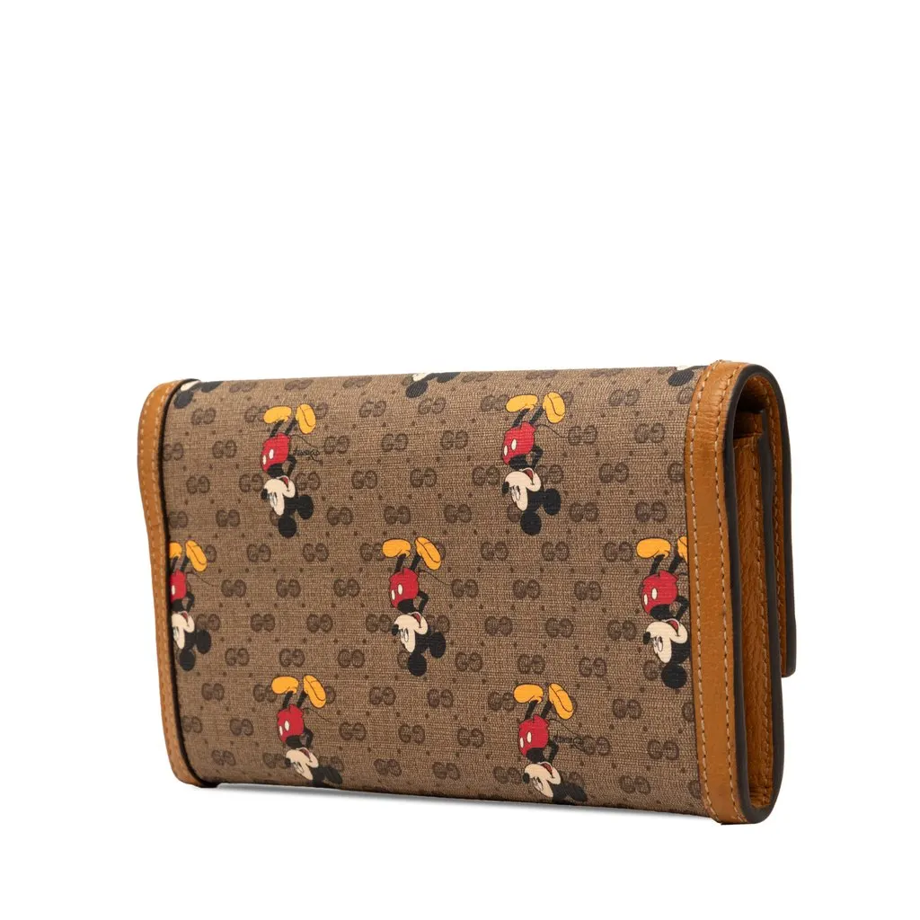 Gucci Disney Micro GG Supreme Mickey Mouse Continental Wallet Brown Very good - Back View