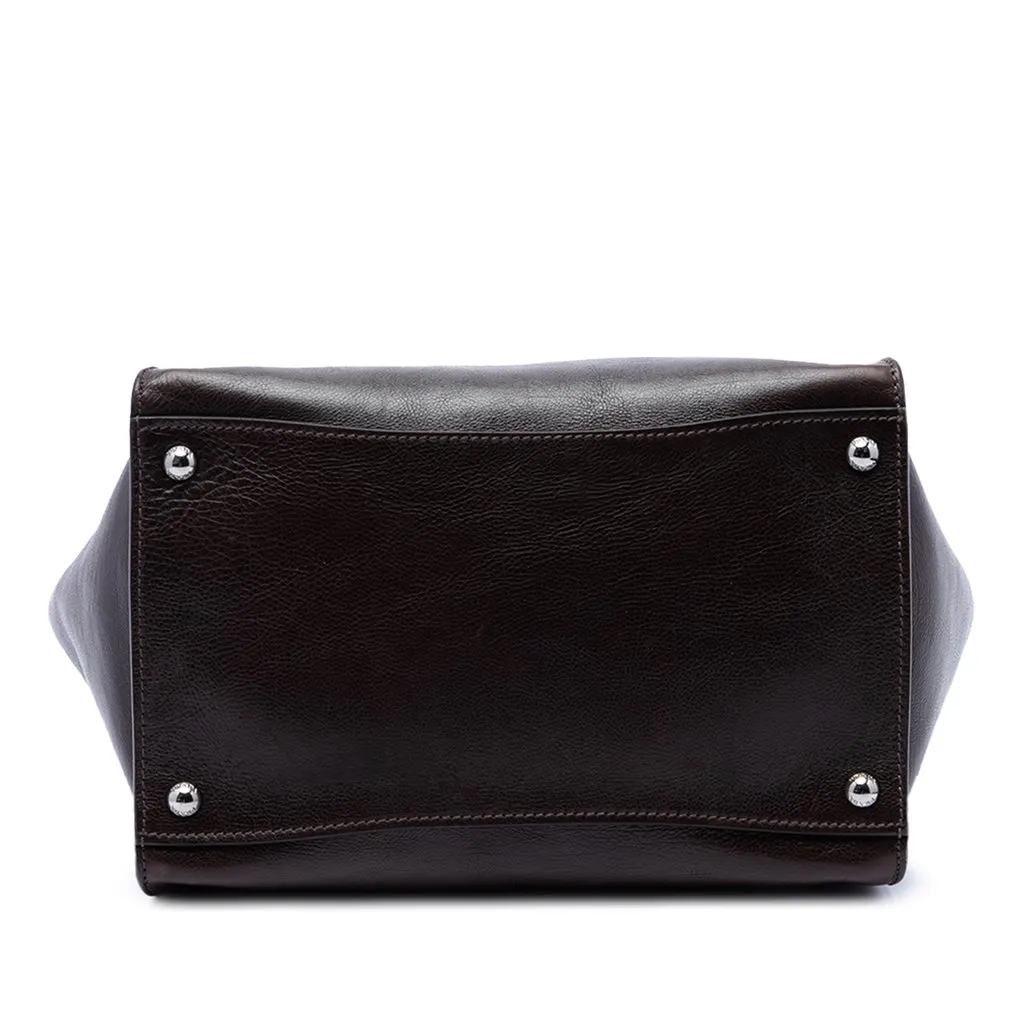 Prada Glace Calf Twin Pocket Double Handle Satchel Brown Leather Good - Inside View
