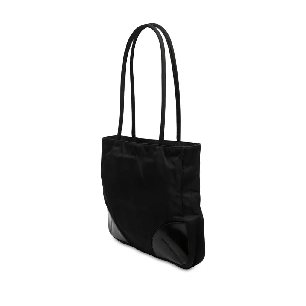 Prada Vitello Trimmed Tessuto Tote Black Polyamide Very good - Back View