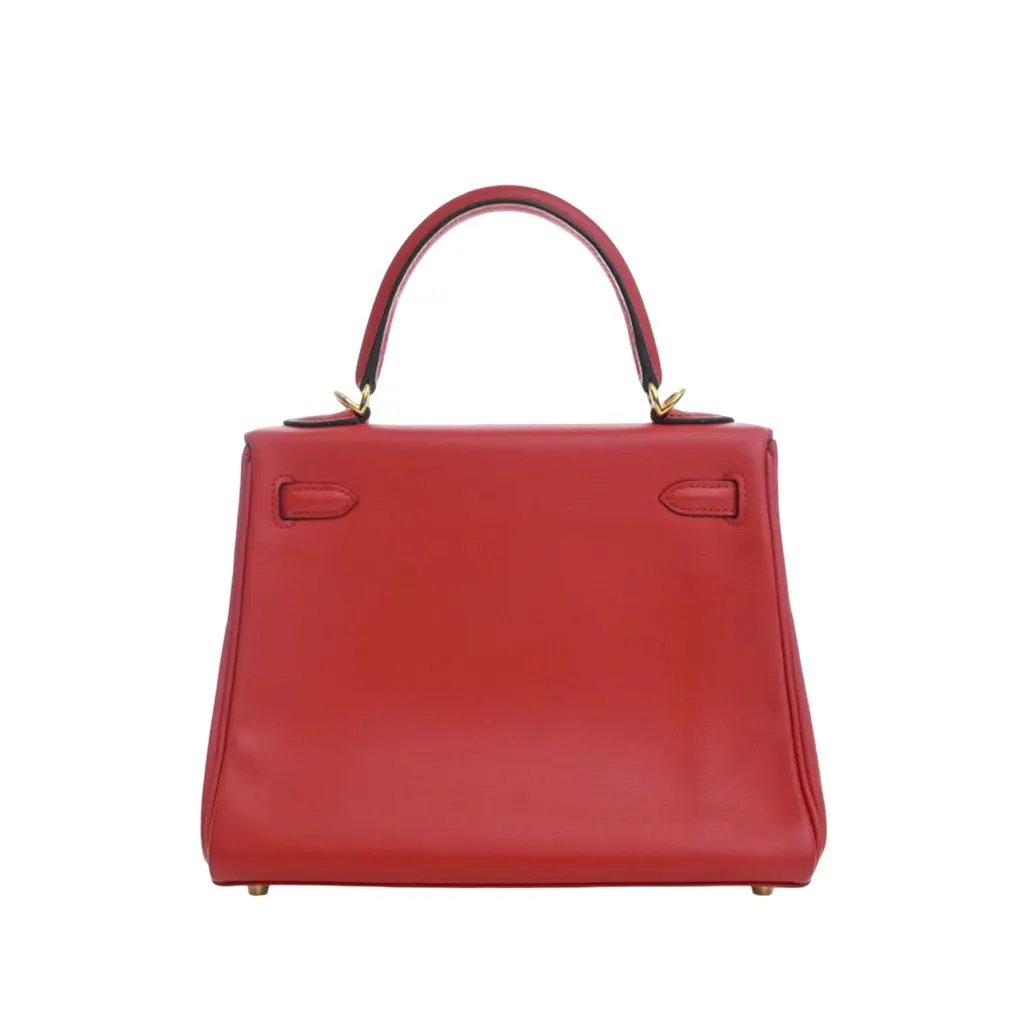 Hermès Swift Kelly II Retourne 25 Red Leather Very good - Back View