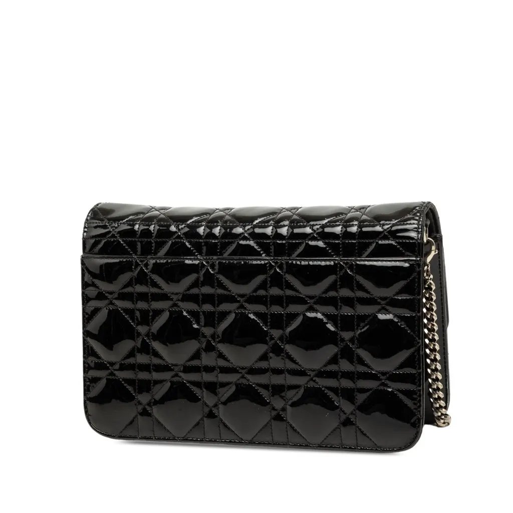 Dior Patent Cannage Miss Dior Promenade Crossbody Black Leather Good - Back View