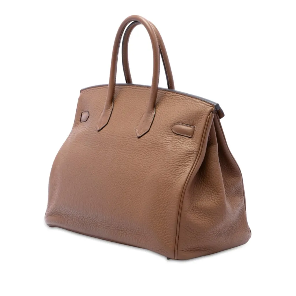 Hermès Clemence Birkin Retourne 35 Brown Leather Good - Back View