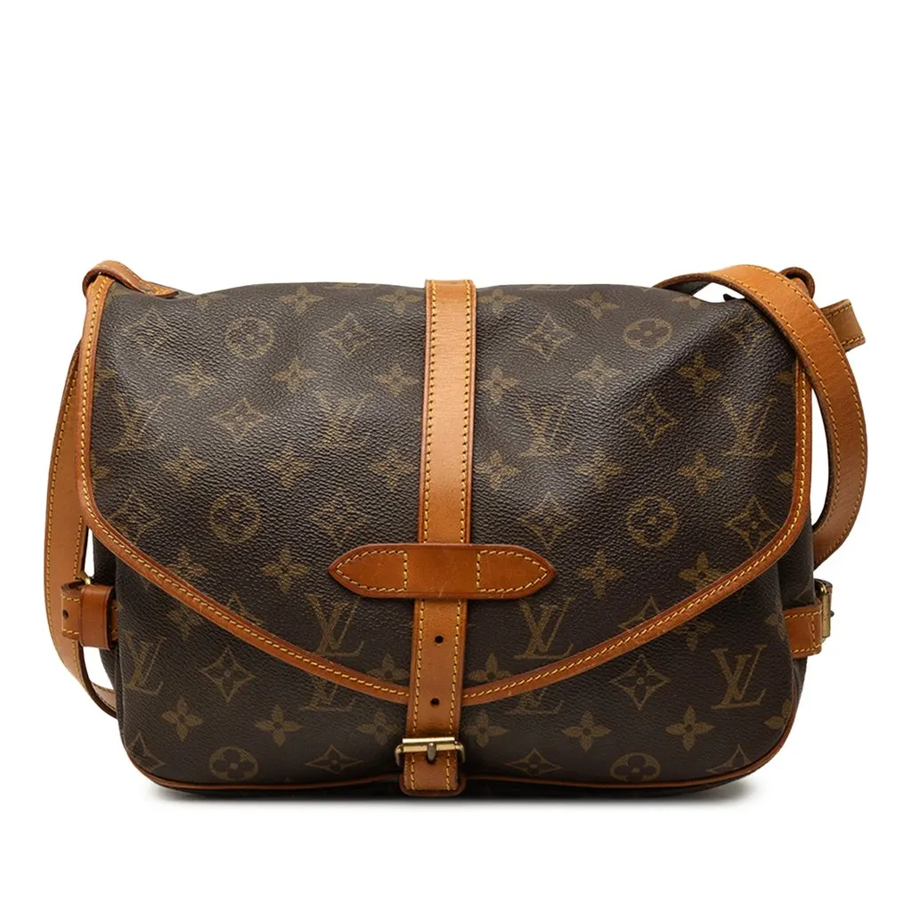 Louis Vuitton Monogram Saumur 25 Brown Canvas Good - Front View