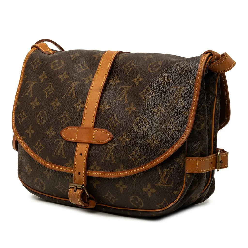 Louis Vuitton Monogram Saumur 25 Brown Canvas Good - Back View