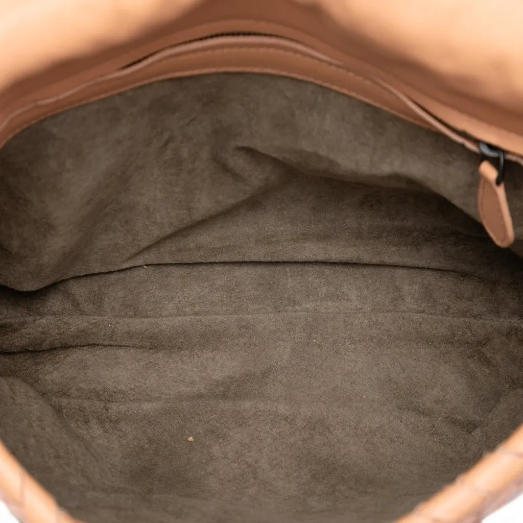 Bottega Veneta Nappa Intrecciato Flap Satchel Brown Leather Very good - Model View