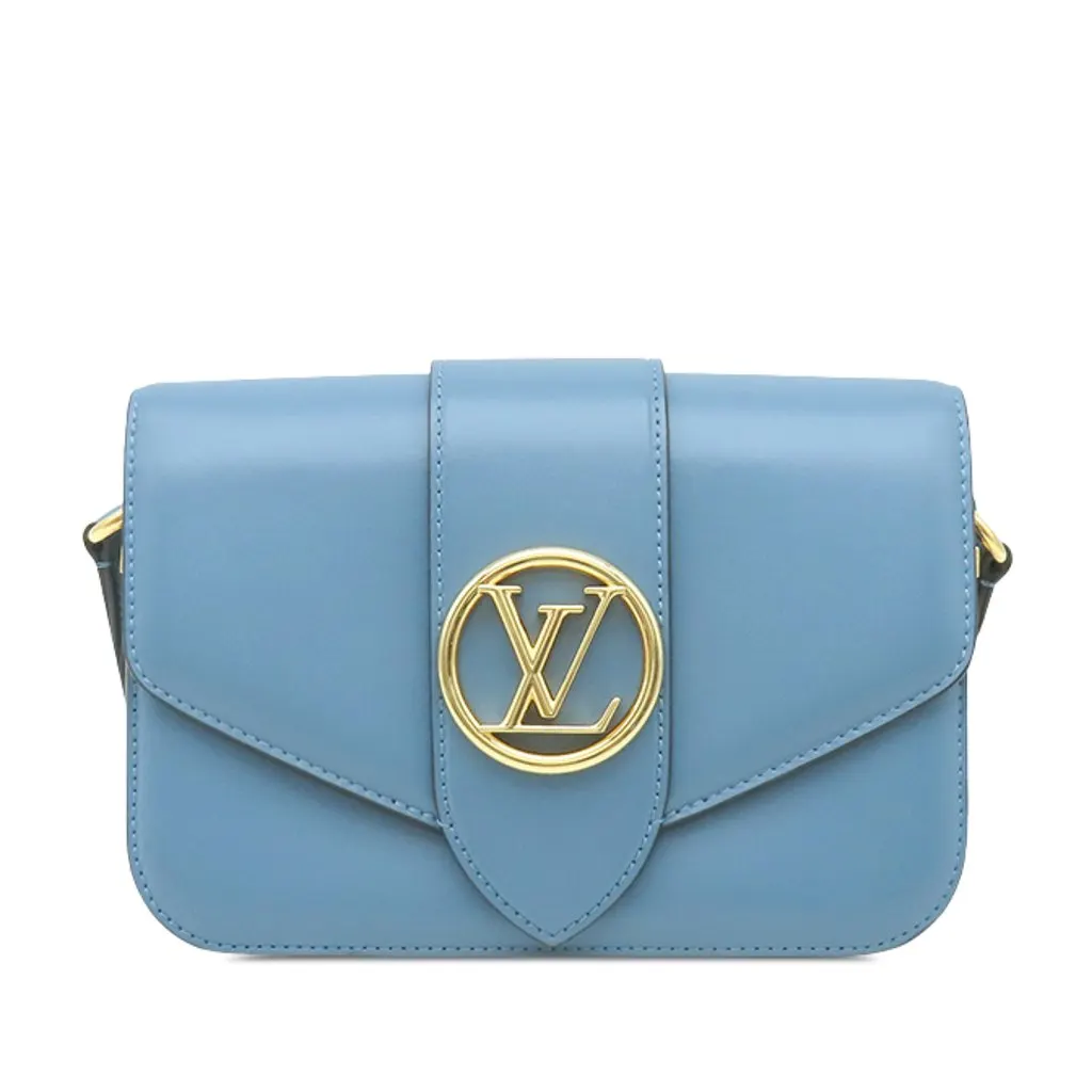 Louis Vuitton Calfskin LV Pont 9 Soft MM Blue Leather Very good - Front View