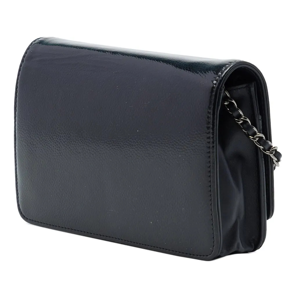 Chanel CC Patent Caviar Wallet On Chain Black Leather Very good - Back View