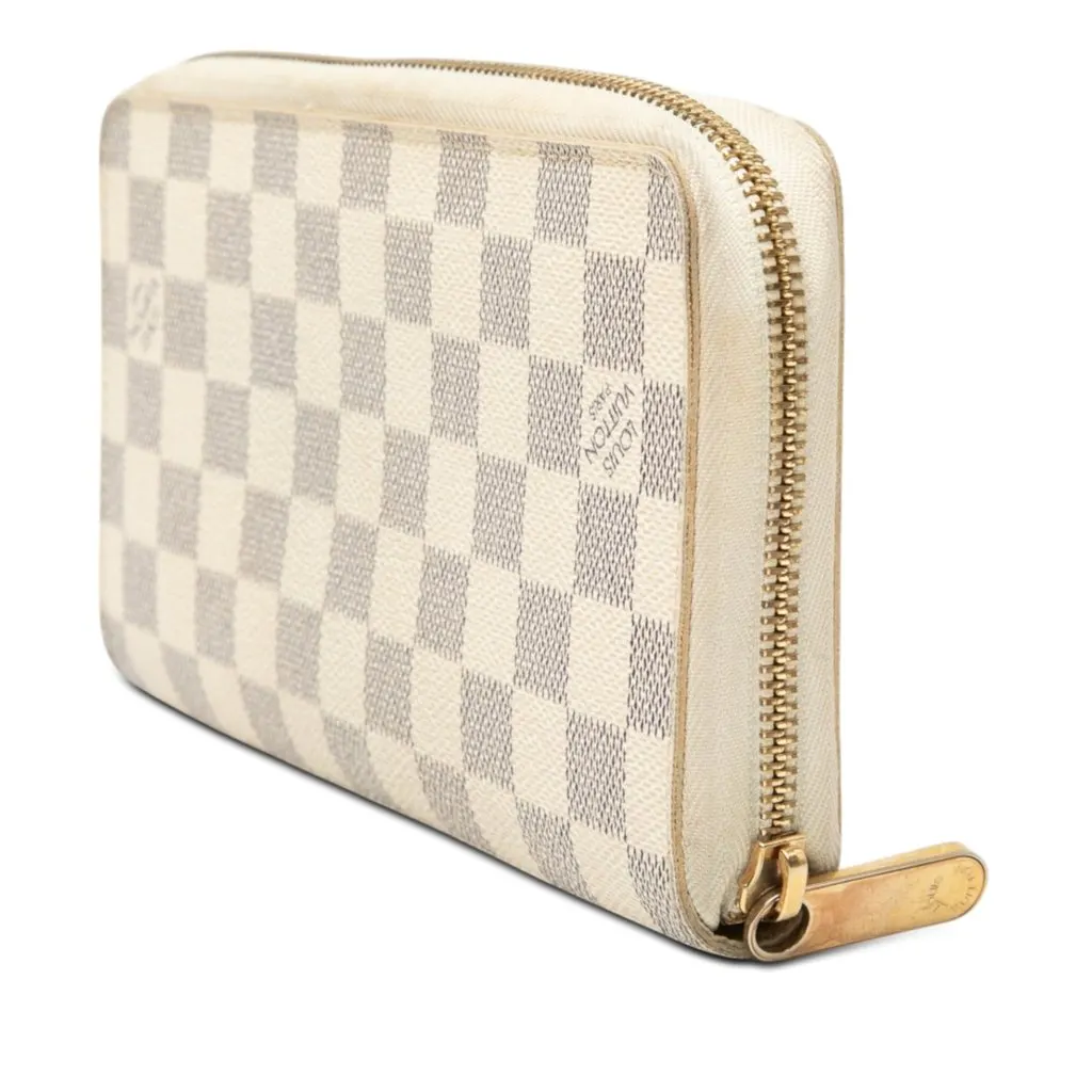 Louis Vuitton Damier Azur Zippy Organizer Wallet White Canvas Good - Back View