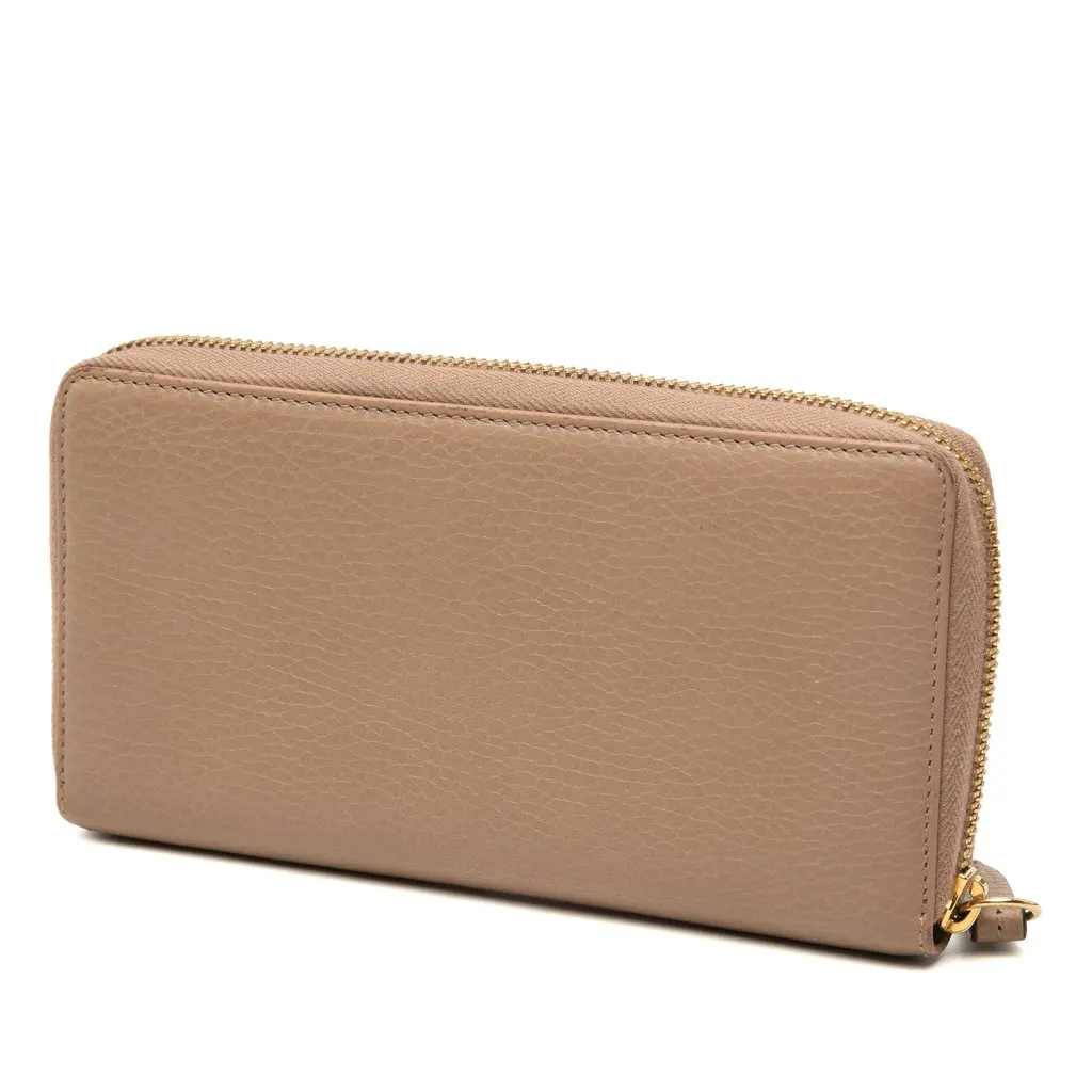 Gucci GG Marmont Calfskin Zip Around Wallet Brown Leather Very good - Back View