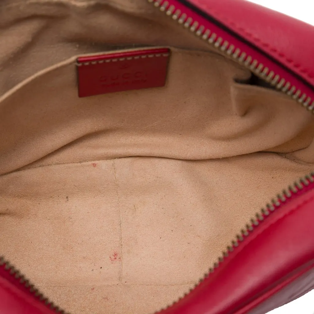 Gucci Mini GG Marmont Matelasse Leather Crossbody Red Leather Very good - Model View