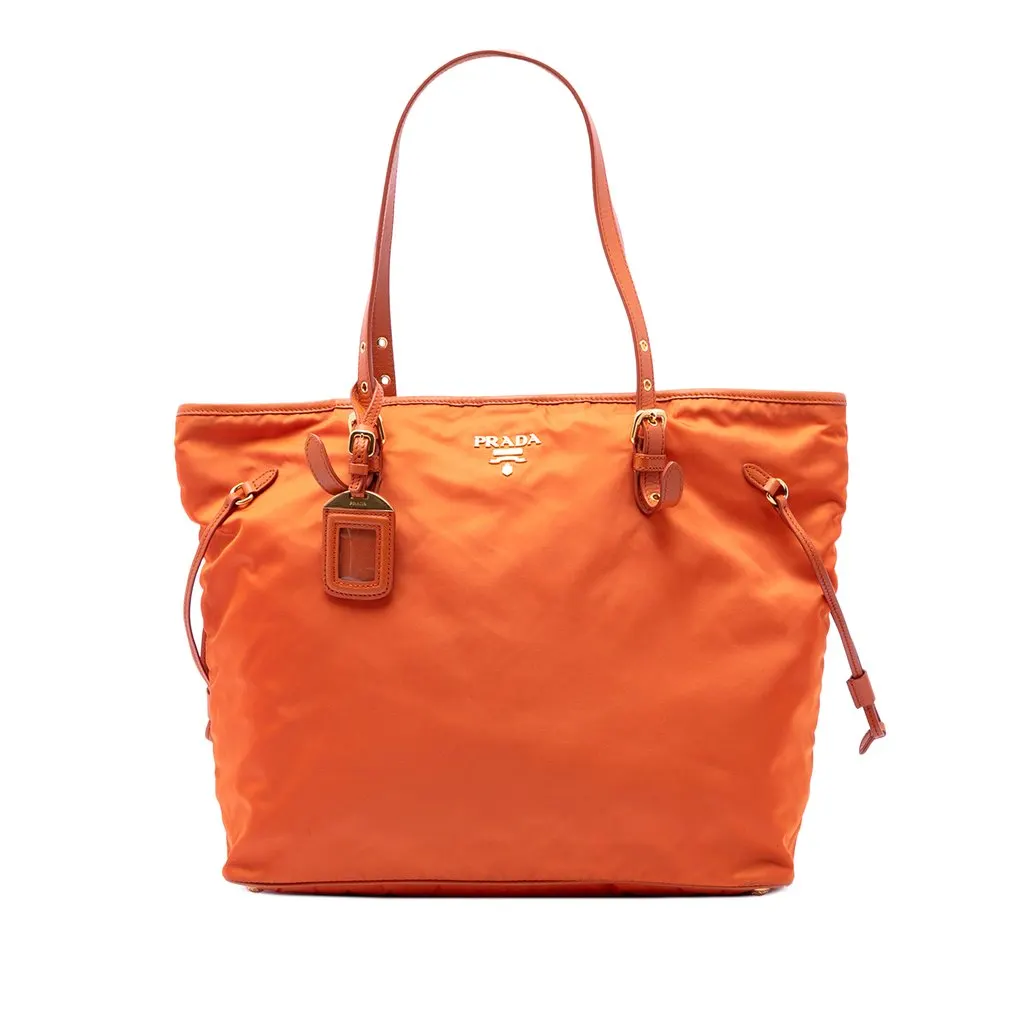 Prada Saffiano Trimmed Tessuto Tote Orange Very good - Front View
