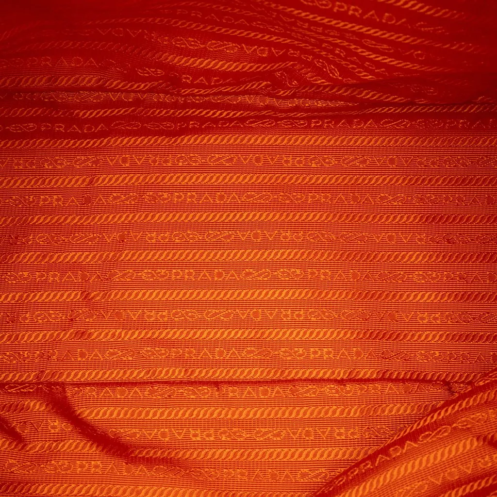 Prada Saffiano Trimmed Tessuto Tote Orange Very good - Model View