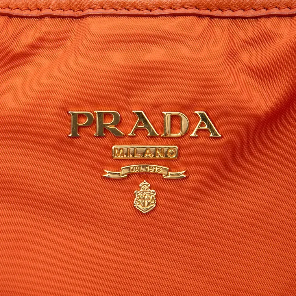 Prada Saffiano Trimmed Tessuto Tote Orange Very good - Box View