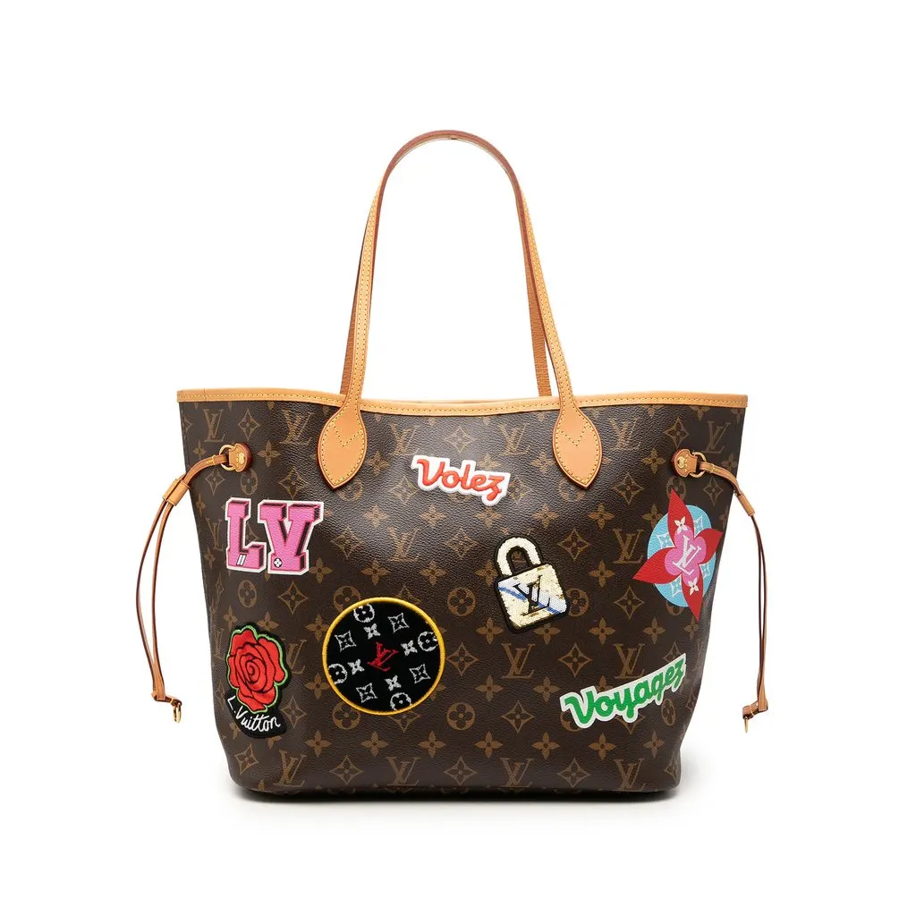 Louis Vuitton Monogram Patches Neverfull MM Brown Very good - Front View