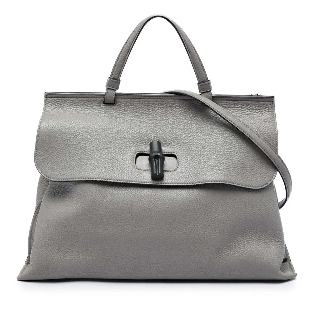 Gucci Large Calfskin Bamboo Daily Satchel MultiColor Leather Very good - Front View