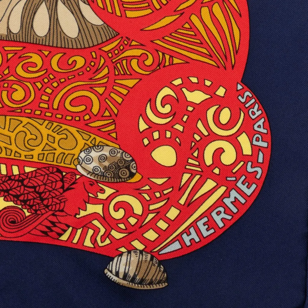 Hermès L Atlantide Silk Scarf 90 Blue Very good - Box View