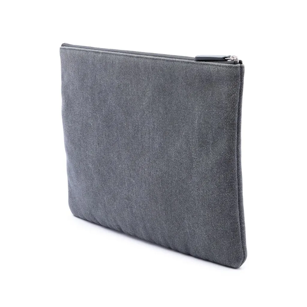Chanel Large Denim Sequin Embellished Deauville O Case Clutch Grey Denim Very good - Back View