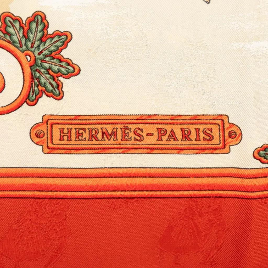 Hermès Joies d Hiver Silk Scarf 90 White Very good - Back View