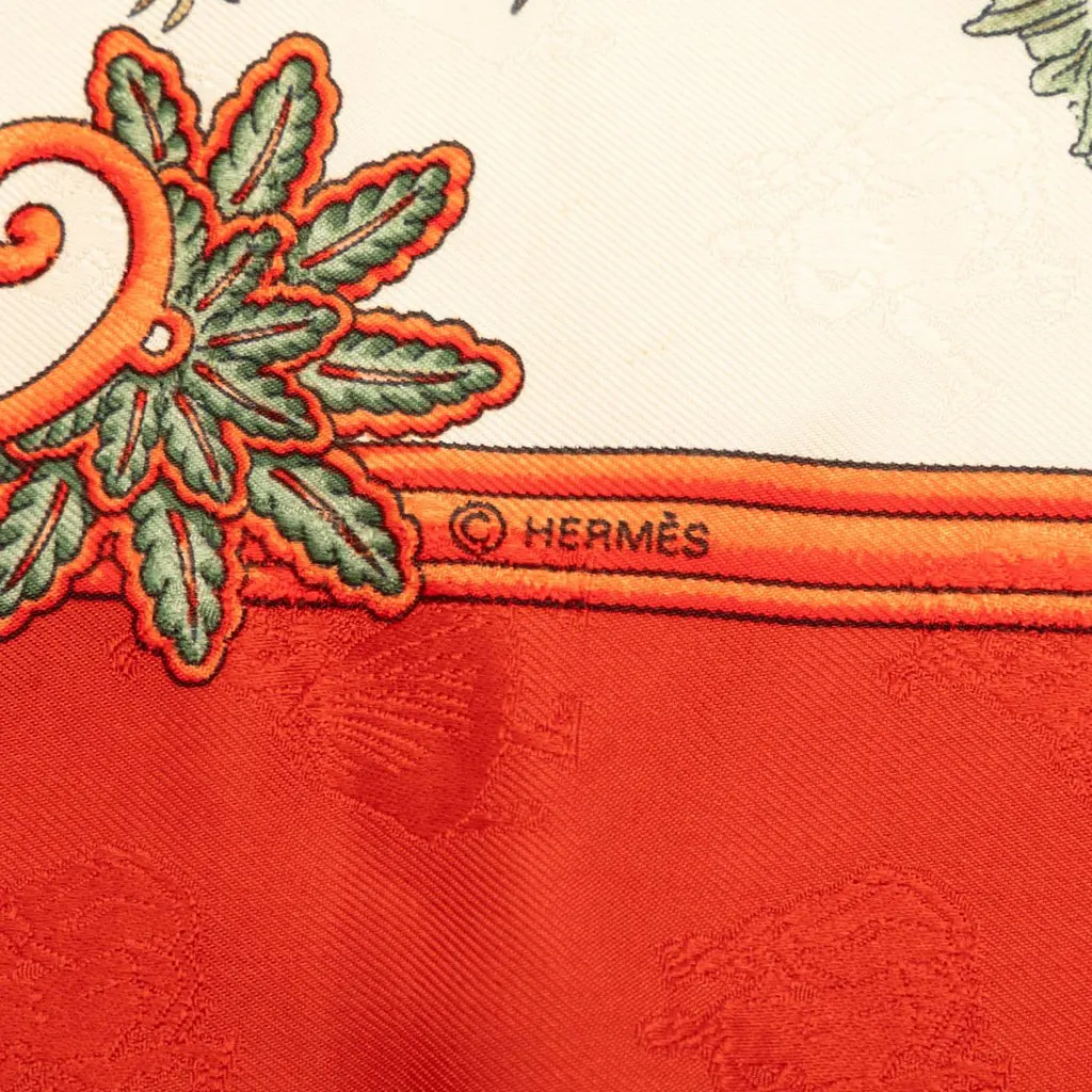 Hermès Joies d Hiver Silk Scarf 90 White Very good - Inside View