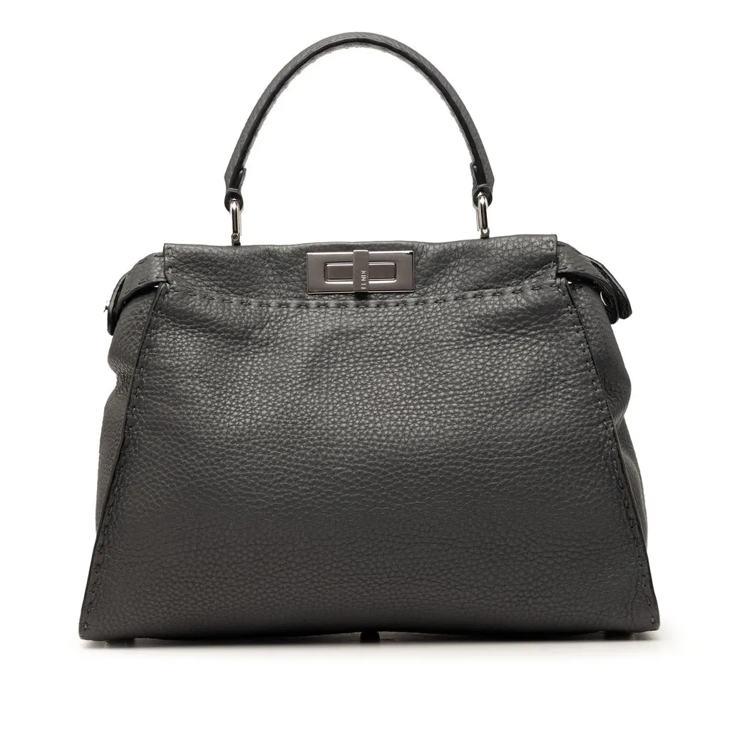 Fendi Medium Calfskin Peekaboo Iconic Satchel Brown Leather Very good - Front View
