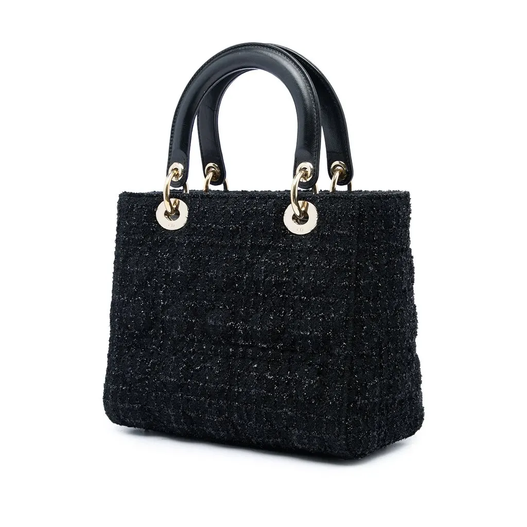 Dior Medium Tweed Cannage Lady Dior Black Tweed Very good - Back View
