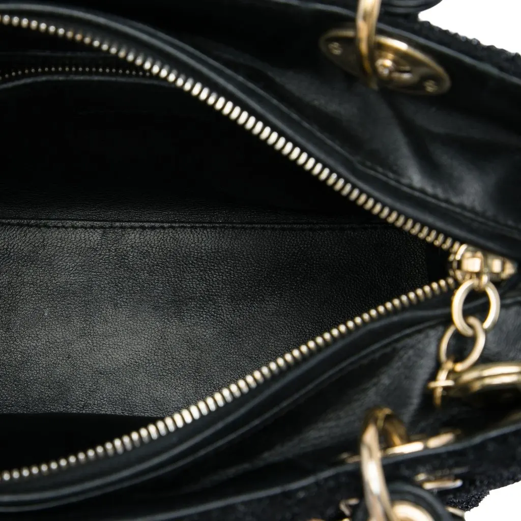 Dior Medium Tweed Cannage Lady Dior Black Tweed Very good - Model View