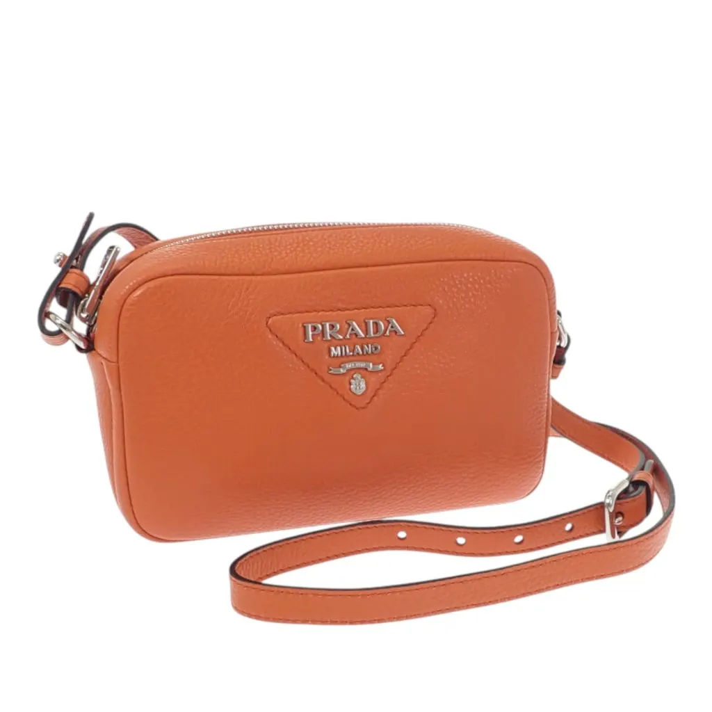 Prada Vitello Daino Soft Crossbody Orange Leather Very good - Front View